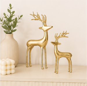 Luxury <b>Gold</b> Reindeer Figurine Set Of 2 Modern Christmas Deer Sculptures For Home Decor Elegant Brass Metal Elk <b>Statues</b> Decor - Product Image 4