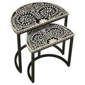 Table gigogne de luxe moderne et créative, base en aluminium moulé plaqué or de haute qualité avec dessus poli argenté - Product Image 5