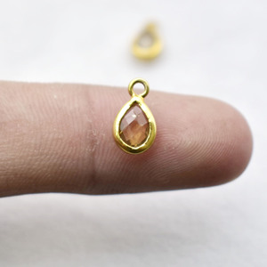 Natural Citrine Pear Pendant Gold Plated Bezel <b>Set</b> Charm Birthstone Earring Wholesale Jewelry Connector Sold Per <b>Pc</b> - Product Image 3