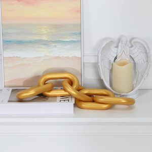 Cadena Decorativa de Madera Dorada, Cadena Decorativa de Madera de 5 Eslabones, Adornos Decorativos para el Hogar, Decoración para Mesa de Centro, Decoración Estética para Estantes - Product Image 2