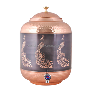 ถังเก็บน้ำทำจากทองแดงสลักลายนกยูงสำหรับเก็บน้ำในบ้านและสำนักงาน - Product Image 1