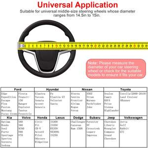 Housse de protection universelle pour volant de voiture en cuir synthétique, 14,5 à 15 pouces, pour tous les véhicules - Product Image 4