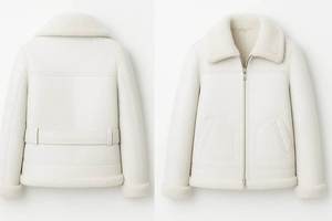 Custom Men <b>White</b> Embossed Leather Aviator <b>Jacket</b> Shearling Fur Collar Winter Warm Coat Premium Quality - Product Image 3