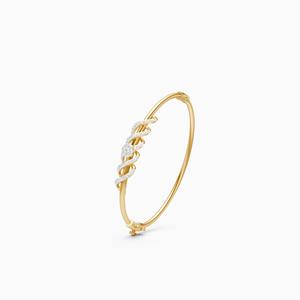 Bracelet style Kada torsadé avec diamant de laboratoire de 0,63 ct en or jaune, blanc et rose 9 carats - Product Image 3