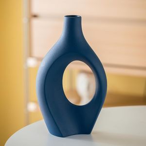 Ensemble de 2 vases décoratifs en céramique style bohème moderne nordique, 11 pouces, vases à fleurs esthétiques creux pour la maison, en céramique et porcelaine - Product Image 2
