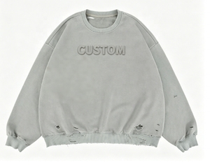 เสื้อสเวตเชิ้ตโอเวอร์ไซส์ Glory Custom คอกลม ดีไซน์ลายนูน แต่งยับ ผ้าฝ้าย 100% คุณภาพพรีเมียม สำหรับทุกเพศ - Product Image 1
