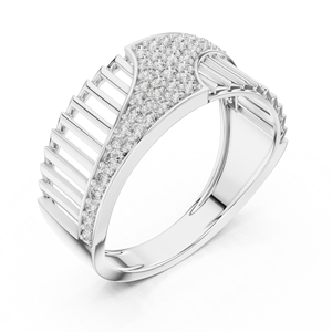 Anillo de banda ancha cruzada de lujo con diamantes certificados IGI y engaste pavé para mujer, chapado en oro de 18K con acabado en oro amarillo y rosa. - Product Image 4