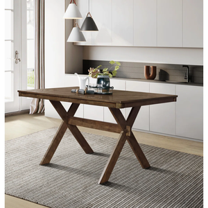 Wood Dining Room <b>Set</b> Rectangular Dining <b>Table</b> with Upholstered Chairs <b>and</b> <b>Bench</b> Modern Indoor Furniture - Product Image 3