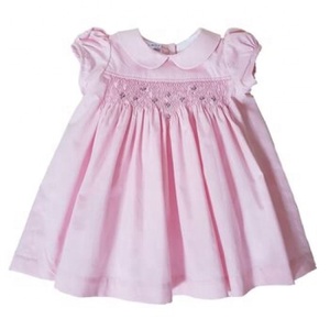 Vêtements d'été en coton smocké pour fille, tenue décontractée, pour femme, Mini Frock, rose, avec jolie broderie de bourgeon de rose - Product Image 1