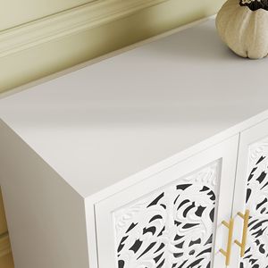 Buffet vintage en bois sculpté de 47,8 pouces, 4 portes, avec rangement, pour salon et salle à manger - Product Image 6