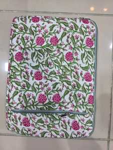 Handcrafted Printed Cotton Quilted <b>Laptop</b> Sleeve 14 Inch Soft Padded Protective <b>Case</b> Supplier Exporter Wholesale Factory - Product Image 3