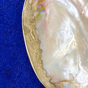 Plateau de présentation en nacre de qualité supérieure avec bordure argentée pour bijoux, bonbons, décoration intérieure, objet de collection, grand modèle décoratif floral - Product Image 3
