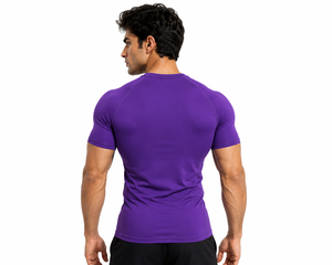 <b>Men's</b> Purple <b>Compression</b> Gym T <b>Shirt</b> Quick Dry Fitness Workout Tee Moisture Wicking Athletic Training Running Sportswear Custom - Product Image 4