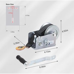 Treuil robuste de 16,4 pieds pour remorques de bateaux, VTT/UTV, marine, à commande manuelle avec sangle en polyester et crochet à cliquet - Product Image 2