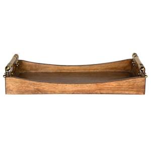 Bandeja Decorativa Redonda de Madera Estilo Art Deco con Asas Metálicas y Borde con Cuentas para Decoración del Hogar y Uso en Mesa - Product Image 4