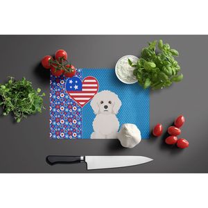 USA American Bichon Frise Planche à découper décorative en verre trempé Planche de service de cuisine de grande taille Outils pour la viande et la volaille - Product Image 3