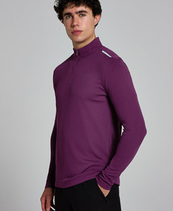 ABINZ ENTERPRISES Purple Quarter-<b>Zip</b> Long Sleeve Yoga <b>Top</b> Solid Color Sweat-Wicking Regular Fit 160g Polyester Women's Shirts - Product Image 5