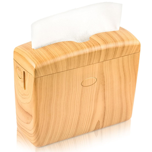 Distributeur de mouchoirs en métal avec finition grain de bois premium et ouverture supérieure. Durable et élégant, disponible à prix de gros. - Product Image 1