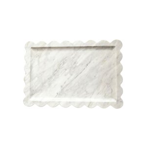 Plateau décoratif en marbre blanc avec incrustation de palmier, plateau à bijoux, organisateur de vanité, support pour colliers et boucles d'oreilles - Product Image 4