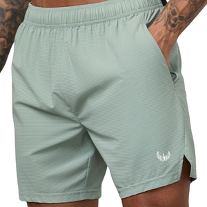 Pantalones Cortos Deportivos de Malla Verde Menta para Hombre, Cintura Elástica, para Gimnasio, Entrenamiento, Correr, Ropa Deportiva Ligera - Product Image 1