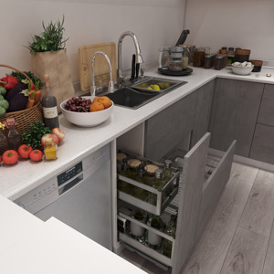 Armario de cocina con coctelera de estilo europeo moderno de JY Furniture, carcasa de MDF ensamblada LISTA DE Vietnam, cajón deslizante con acabado de puerta de PVC - Product Image 6