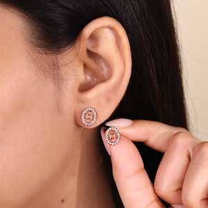 Gemini Astrological Sign Luxury <b>Sterling</b> <b>Silver</b> Moissanite <b>Stud</b> Earring Oval Shape Halo Brilliant Cut Zodiac Style Wedding Party - Product Image 2