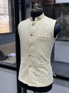 High Quality Men's Designer Reception Wear <b>Nehru</b> <b>Waistcoat</b> Luxury Embroidered Ethnic Vest Global Wholesale Supplier Bulk Order - Product Image 2