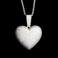 Pendentif en moissanite en forme de cœur de luxe, argent 925, micro-incrustation, breloque à thème, cadeau unisexe, bijoux