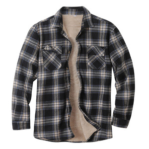 Mens Plaid <b>Flannel</b> Shirts Thick <b>Jacket</b> Quilted Lined Long Sleeve Winter Shirt Cotton Coat Shirts With Pockets - Product Image 5