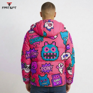 Chaqueta de Plumón Personalizada con Cuello Alto, Cortavientos, para Exteriores, Tallas Grandes, de Alta Calidad para Hombre - Product Image 2