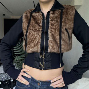 Fitted Waist Short Casual Women's 2026 Winter Solid Shearing Furry Woven Eco-Friendly Long Sleeve Streetwear <b>Blazer</b> Color <b>Jacket</b> - Product Image 3