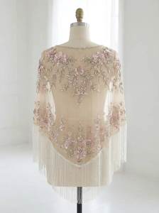 Chal de lentejuelas y cuentas transparente vintage con hombros descubiertos para mujer - Cubrevestido nupcial/de noche - Proveedor mayorista - Product Image 2