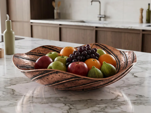 Corbeille à fruits en cuivre, plat de service décoratif en métal ondulé, plateau de présentation pour îlot de cuisine, comptoir, décoration de table rustique pour la maison - Product Image 5