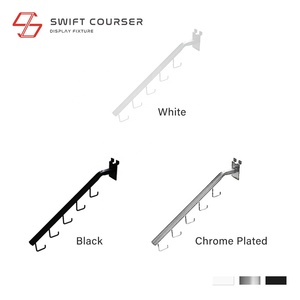 Phong Cách duy nhất chrome mạ kim loại slatwall faceout hiển thị <span class=keywords><strong>Hook</strong></span> 5 Hooks Swift courser thương hiệu cho siêu thị cửa hàng quần áo hiển thị - Product Image 6