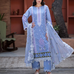 Robes d'été légères pour femmes, imprimées, de bonne qualité, en tissu lawn, style fantaisie, shalwar kameez, vente en gros - Product Image 4