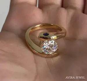 Bague de fiançailles de luxe en moissanite 1 carat, or massif sans nickel ni plomb, classique or blanc/jaune/rose, bijoux de mariage - Product Image 1