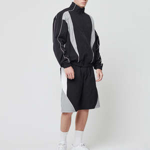 <b>Jacket</b> Set Embroidery Zip up Nylon Polyester Streetwear Tracksuit Men Windbreaker Short Set - Product Image 1