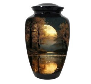 Urna Funeraria de Metal con Escena de Atardecer en la Playa y Arte del Horizonte Dorado para una Conmemoración Tranquila - Product Image 6