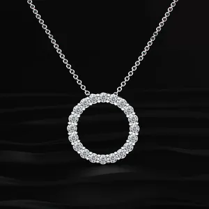 Collier pendentif cercle ouvert nouveau design clarté D-E VVS-VS avec mini diamant de laboratoire, collier pendentif en or, bijoux raffinés. - Product Image 1
