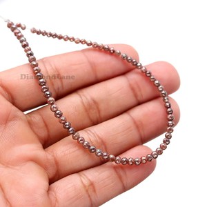 Cuentas Redondas de Diamante Rojo Champán Natural de 3.5mm, Facetadas, Hilo de Piedras Preciosas de Lujo para la Fabricación de Joyas - Product Image 1