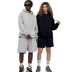 Wholesale Custom Logo Winter Print Unisex Cotton Fleece <b>Hoodie</b> <b>and</b> <b>Shorts</b> <b>Set</b> for <b>Men</b> - Product Image 5