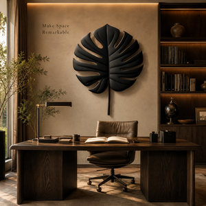 Décoration murale botanique en aluminium noir, style contemporain, écologique, pour anniversaire, salon, chambre à coucher - Product Image 2