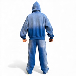 Unisex Regular-Fit Heavyweight Autumn High Street Full-Length 420 Grams Windproof Quick Dry 100% Cotton <b>Tracksuit</b> Set Featuring - Product Image 3