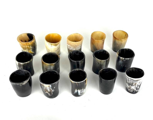 Verre à shot en corne de buffle naturelle, artisanal, avec agate, style OX/Buffalo Love, pour bière - Product Image 2