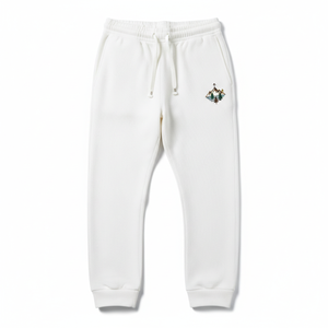 Men's White Cotton Sweatpants Elastic Waist Drawstring Side Pockets Casual Autumn Wear Woven Lightweight Breathable Straight - Product Image 2