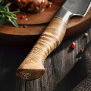 Ensemble de 6 couteaux à steak haut de gamme en acier Damas écologique avec manche en bois de sycomore figuré pour restaurants et usage domestique - Product Image 2