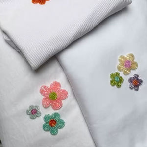 Camiseta de moda con bordado de cuentas y abalorios, elegante, de moda, con cuentas hechas a mano, superventas, color personalizable, camiseta blanca - Product Image 1