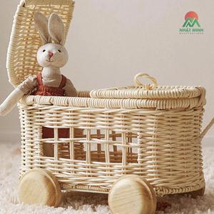 Adorable Elegant Rattan Toy Trolley Natural Rattan Kids Trolley for Nursery Handmade High Quality Rattan Baby Trolley - Product Image 5