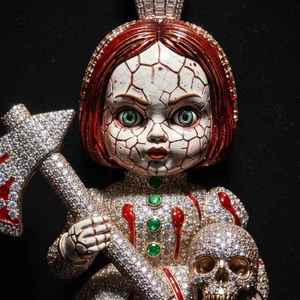 Colgante de Plata 925 con Diseño Punk de Calavera y Hacha, Adornado con Cristales de Imitación, Regalo Temático de Joyería - Product Image 2