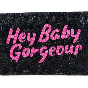 Precioso Bolso de Mano Plegable de Seda Negra Hecho a Mano con Texto 'Hey Baby', Bolso de Fiesta Duradero para Mujer, Cierre Magnético Portátil - Product Image 4